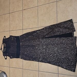 Enfocus Studio Black and Silver Halter Gown